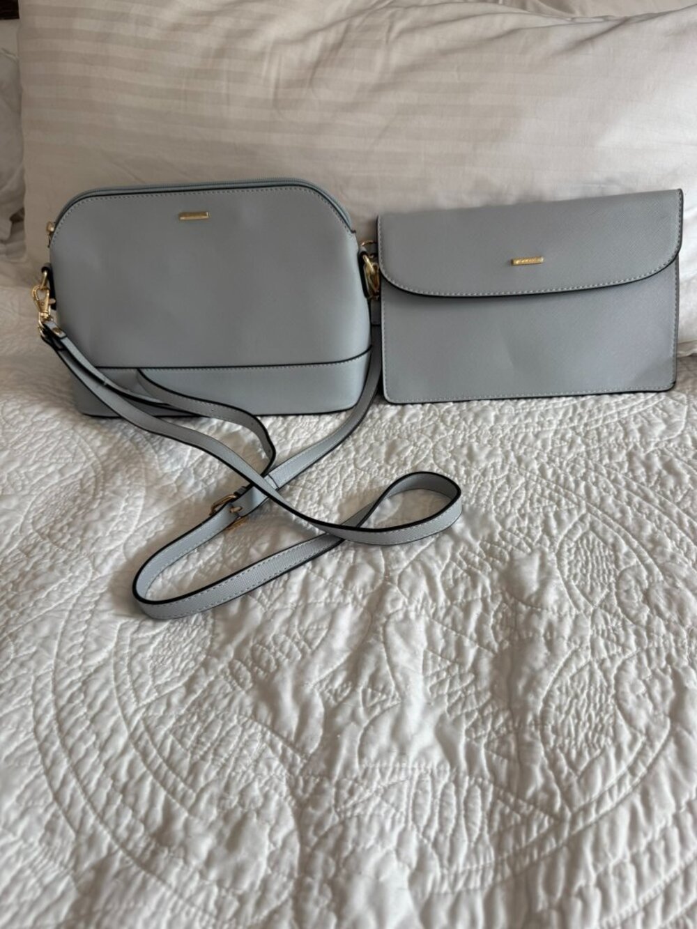 Lovoda Baby Blue Crossbody Purse & Matching Clutch Wallet Set